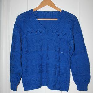 Hand knitted royal blue sweater